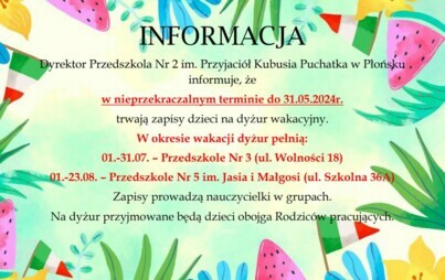 Zdjęcie do Dyżur wakacyjny 2024